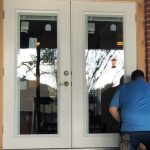 Installing a French door.